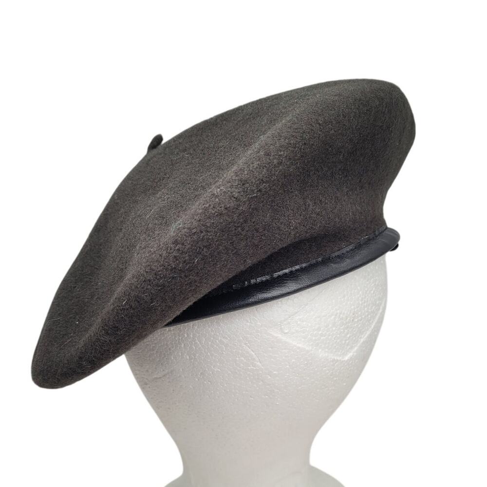 Veritable Commando Vintage Brown Wool Beret Leather Band French Classic Chic